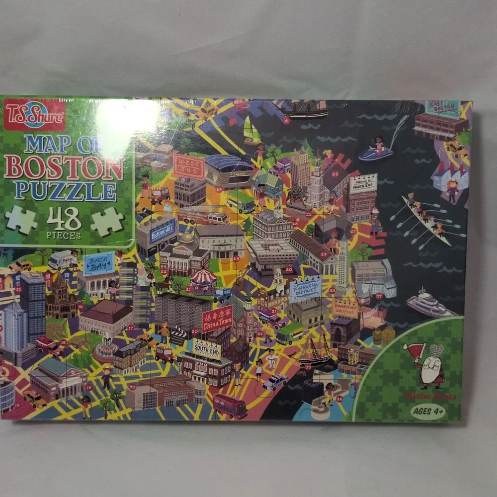 T.S. Shure Map of Boston Puzzle 48 Pieces Santa Globe  New & Sealed Ages 4 & Up